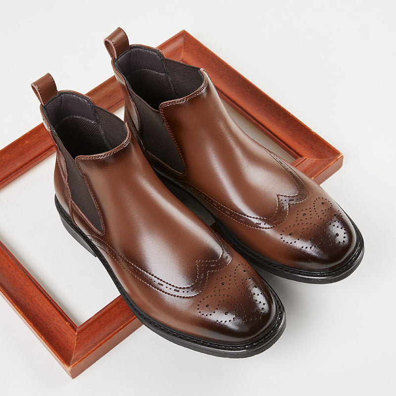 ビジネスシューズ 紳士靴 革靴 チェルシーブーツ メンズ 本革 牛革 ワークブーツ