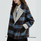 ラシャコート ウール ジャケット 両面着 高級感 コート チェック柄 リバーシブル 立ち襟