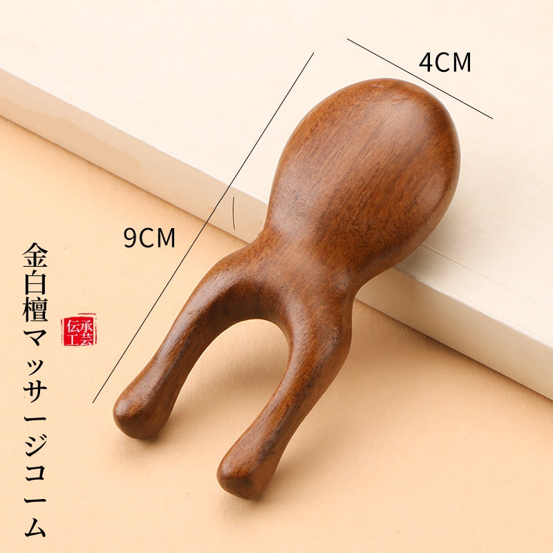 マッサージコーム 金白檀マッサージコーム 木製コーム ヘアブラシ櫛  ヘアブラシコーム