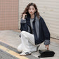 レディース ジャケット 秋冬 新作 韓国風 ワイドシルエット カジュアル チェック柄 切替