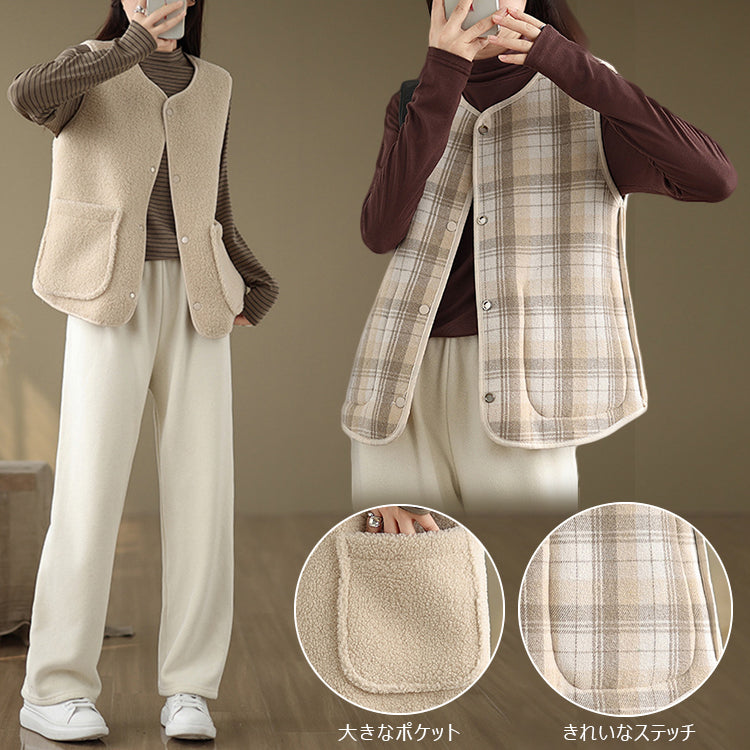 ベスト フェイクファーベスト ファーベスト リバーシブルベスト ジレ アウター トップス レディース