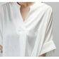 レディース シャツ ブラウス 無地 Vネック プルオーバー ゆったり 体型カバー カジュアル