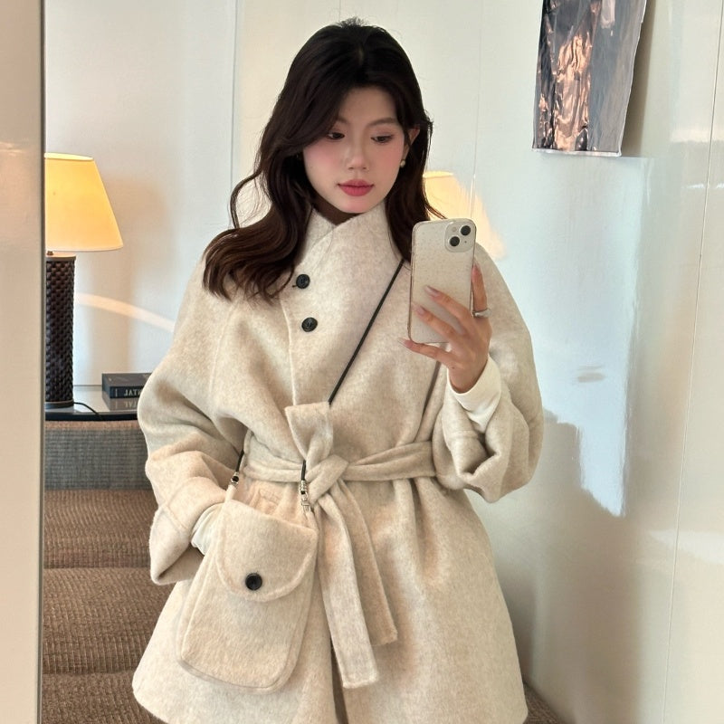 ダブルフェイスウールコート ショートコート ウールコート コート アウター