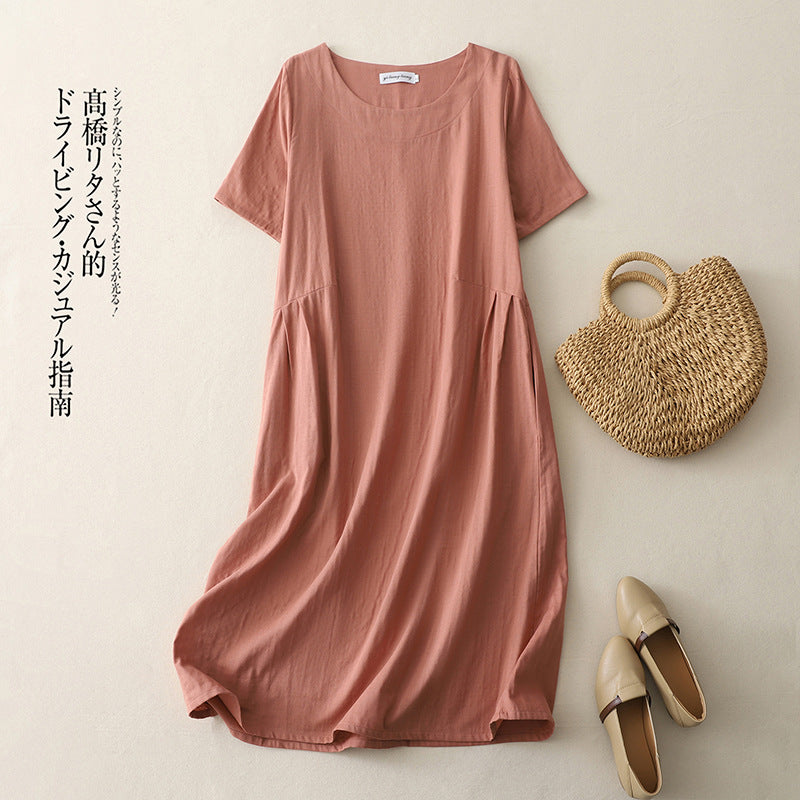 ワンピース レディース 夏 綿100 コットン ゆったり 着痩せ 体型カバー ロング丈