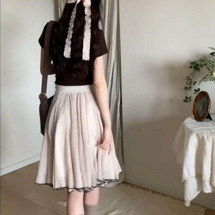 セットアップ レディース 夏服 2点セット トップス スカート 半袖 ニット プリーツ