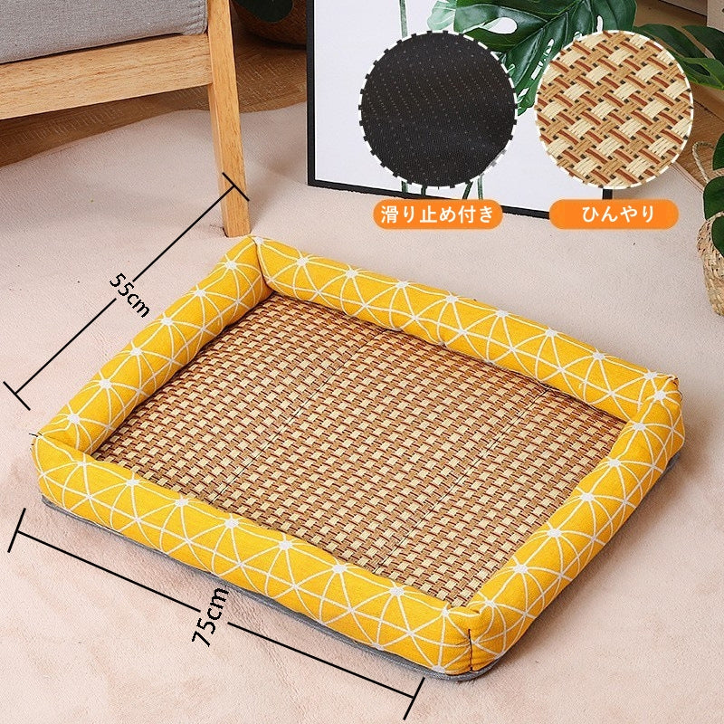 ペットベッド ひんやり 犬 猫 夏用 涼席 ござ マット クール スクエア 角型 暑さ対策