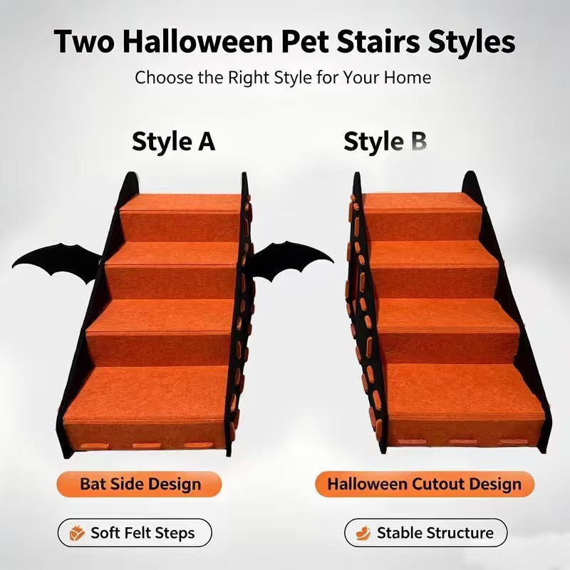 ペットステップ 猫用階段 犬用ステップ ハロウィン フェルト 猫ハウス 爪とぎ コウモリ 羽付き