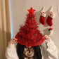 クリスマスツリーハット 大きめ 可愛い 盛り上がる キラキラ 簡単装着帽子