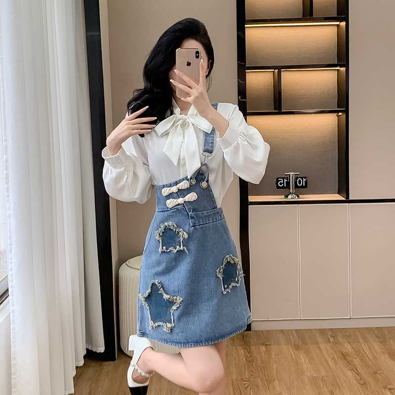 ジャンパースカート デニムワンピース サロペットスカート デニム Aライン 大きいサイズ