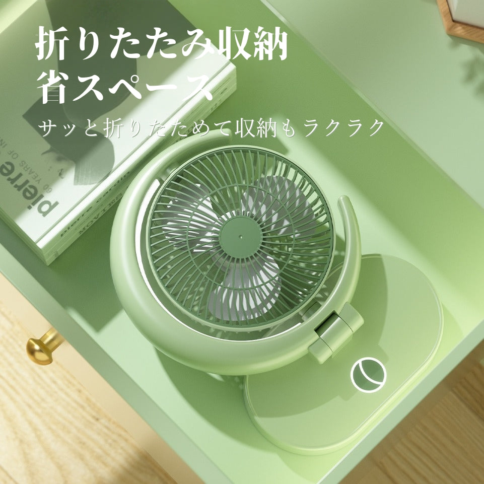 サーキュレーター 卓上扇風機 USB扇風機 リングデザイン LEDライト
