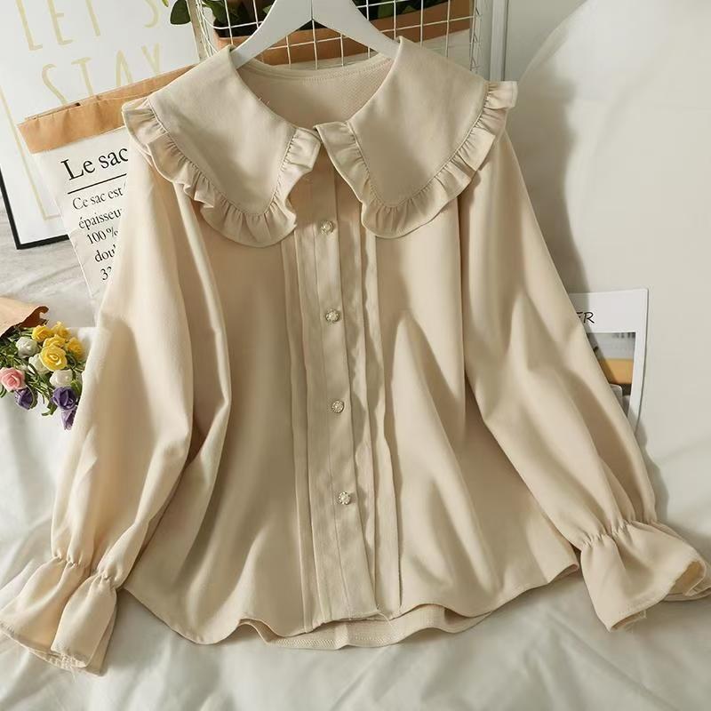 パフスリーブ ブラウス バルーンスリーブ シャツ 長袖 ストライプシャツ トップス