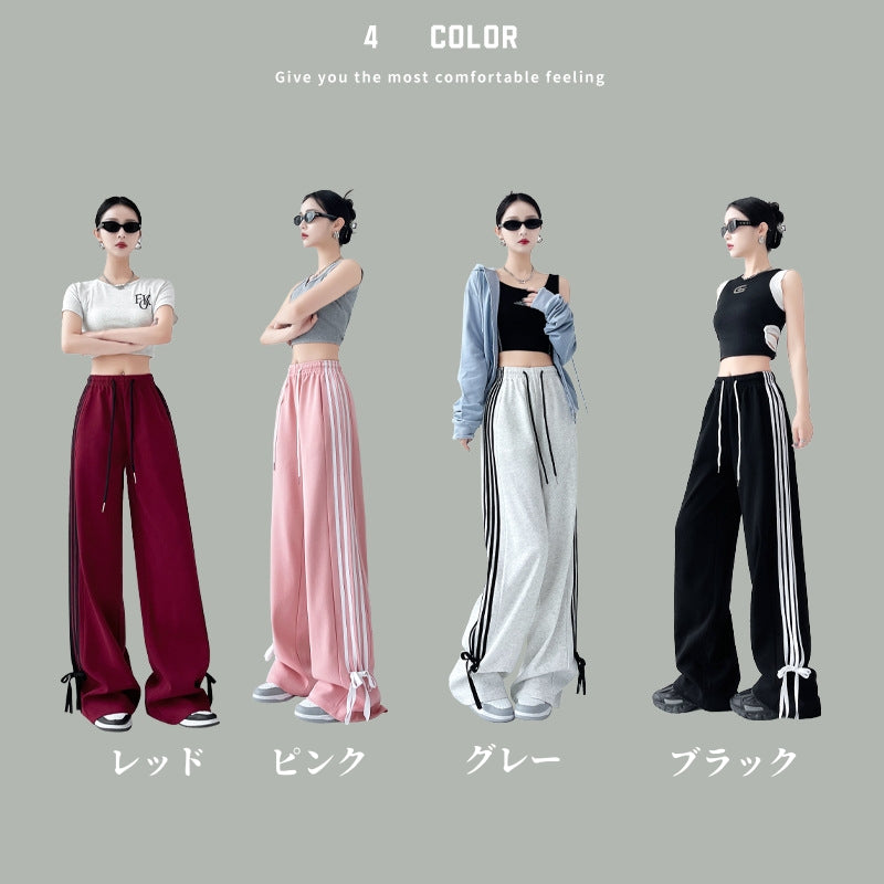 レディース スウェットパンツ ワイドパンツ 春夏新作 ゆったりパンツ ハイウエスト