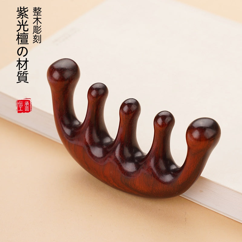 マッサージコーム 紫檀マッサージコーム 木製コーム ヘアブラシ櫛