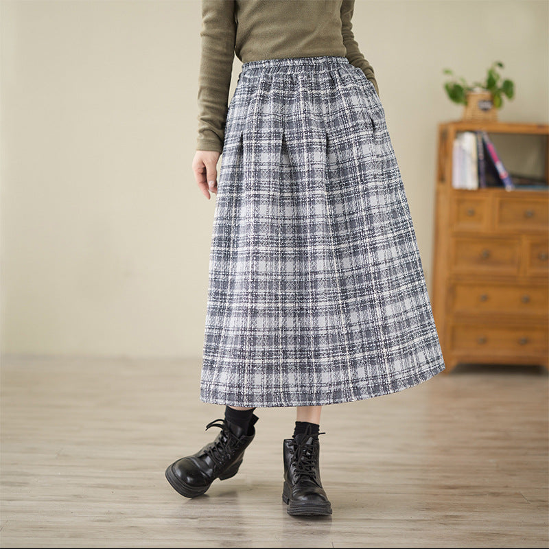 スカート コーデュロイ 格子 レディース ボトムス ロング プリーツ ロング 厚い