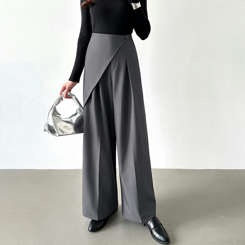 スラックス レディース ボトムス ズボン ワイドパンツ ハイウエスト 通勤