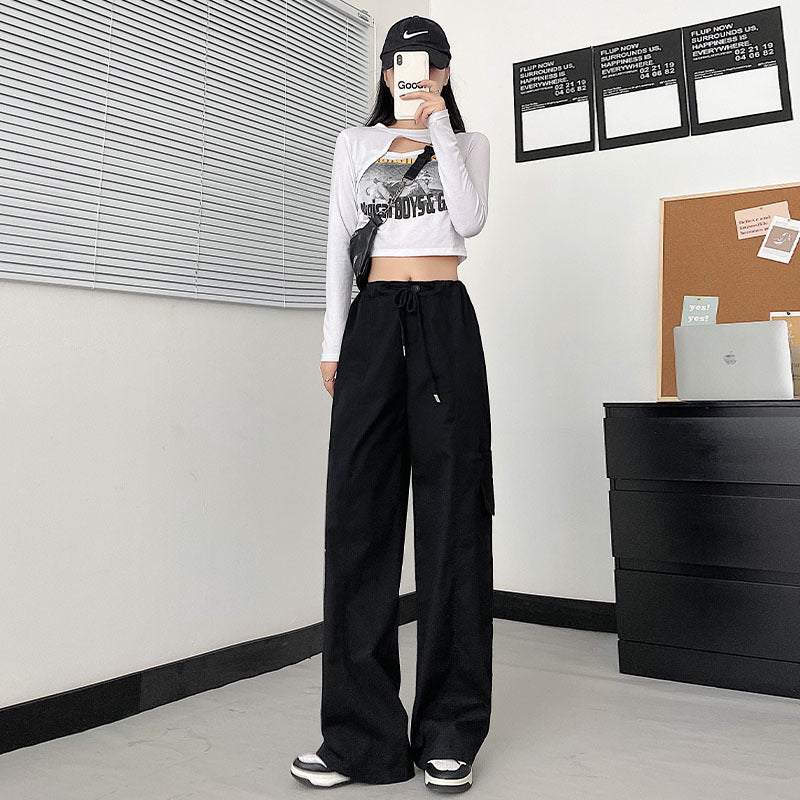 カーゴパンツ レディース ゆったり ワイド ルーズ ズボン ボトムス おしゃれ かわいい 黒