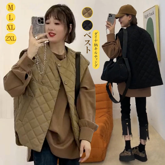 ベスト キルティングベスト 中綿ベスト ノーカラーベスト ジレ アウター