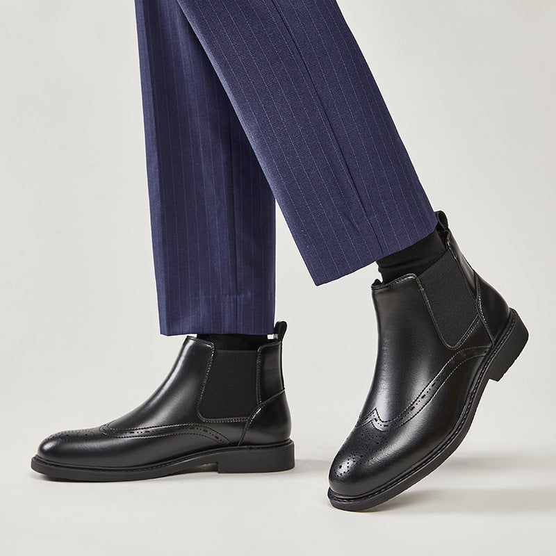 ビジネスシューズ 紳士靴 革靴 チェルシーブーツ メンズ 本革 牛革 ワークブーツ
