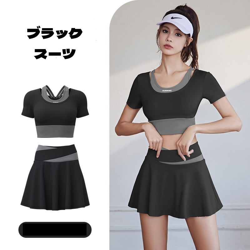 スポーツウェア レディース  上下セット トレーニング フィットネスウェア  tシャツ 半袖