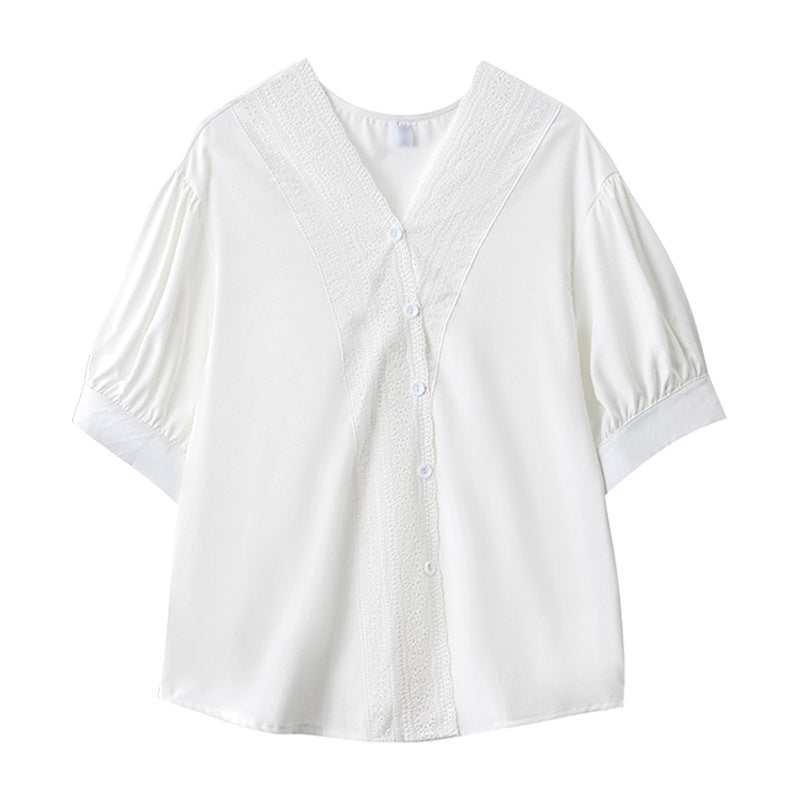 レディース シャツ ブラウス 夏 新作 高見え 上品 デザイン フリル Vネック