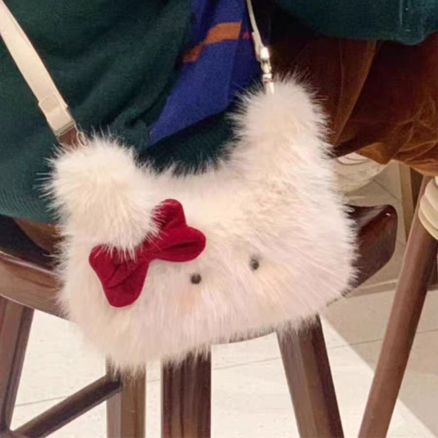 ファーバッグ 猫バッグ 可愛い バッグ 学生用 ショルダーバッグ 斜め掛け