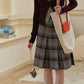 スカート レディース ヴィンテージ チェック柄 プリーツスカート グリーン エレガント