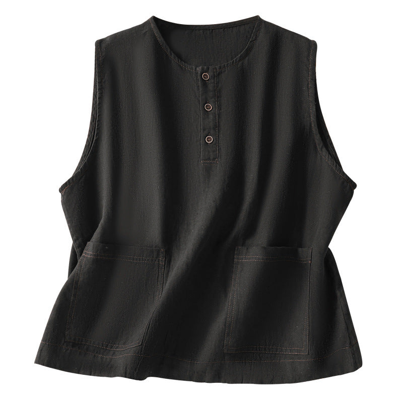 ベスト ジレ レディース トップス コットンリネン 大きいサイズ 夏 カジュアル