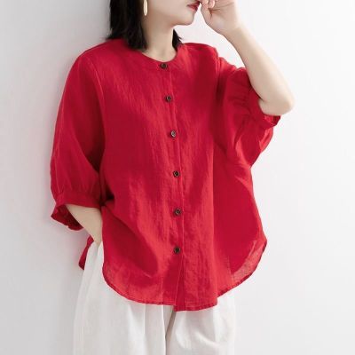 シャツ   ブラウス   レディースシャツ  バタフライスリーブシャツ  リネンシャツ