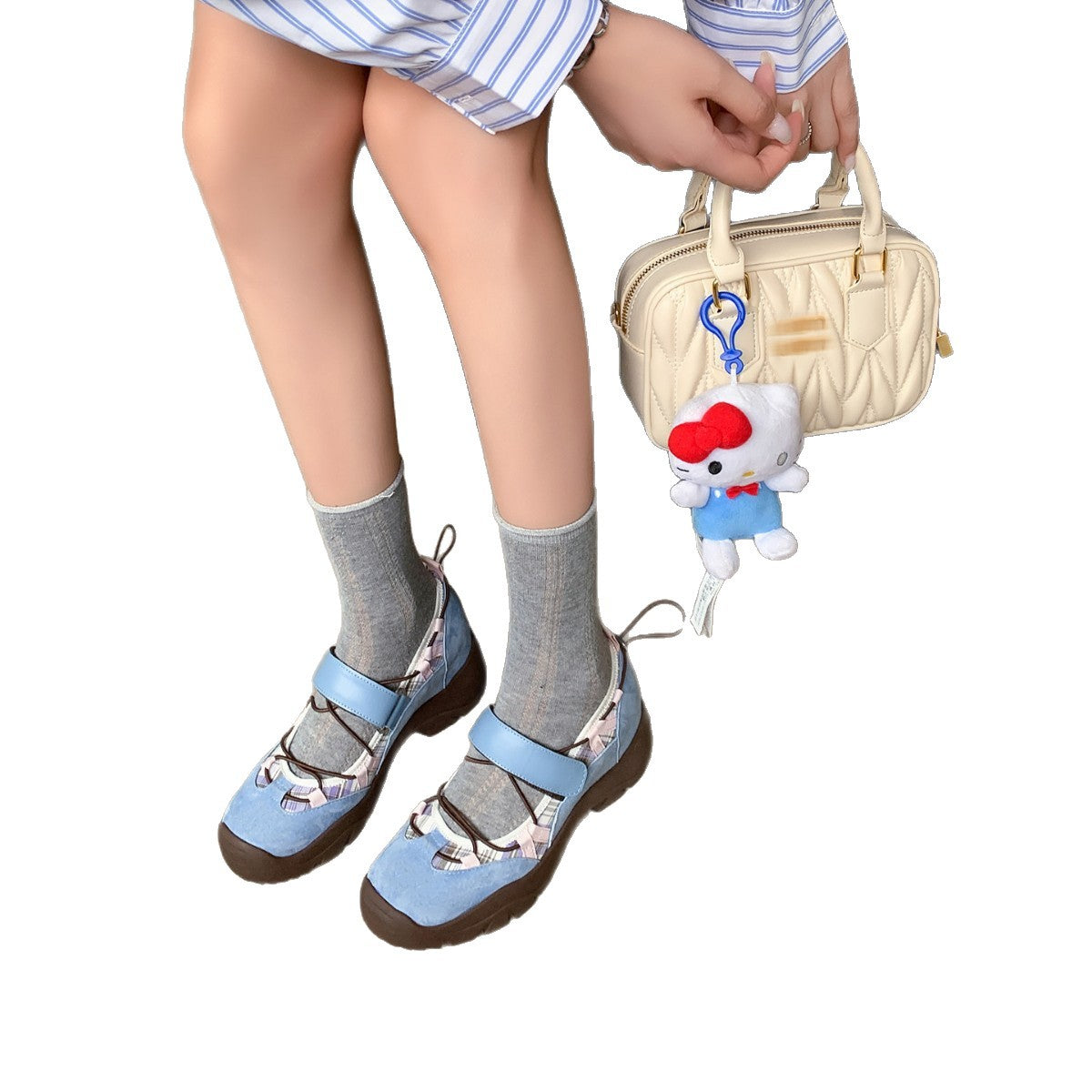 スニーカー メリージェーン レディース スニーカー 本革 マジックテープシューズ