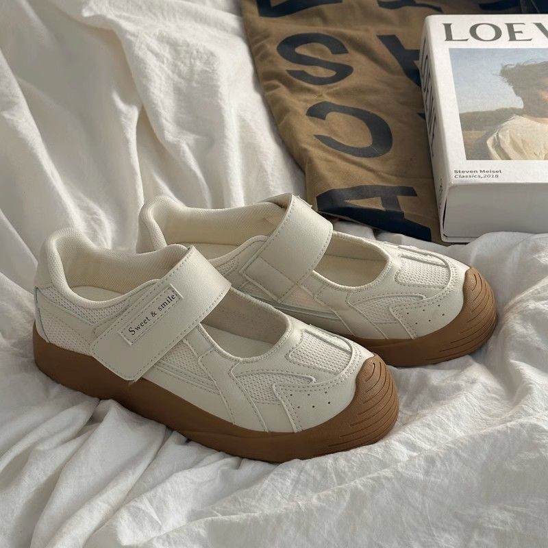 スニーカー メリージェーン マジックテープ シューズ レディース 夏用 通気性 メッシュ