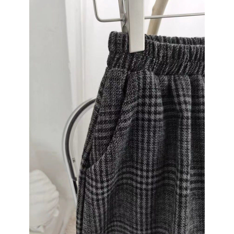 チェッカーフラッグ チェック ワイドパンツ 八分丈 レディース ダンス ストレートパンツ