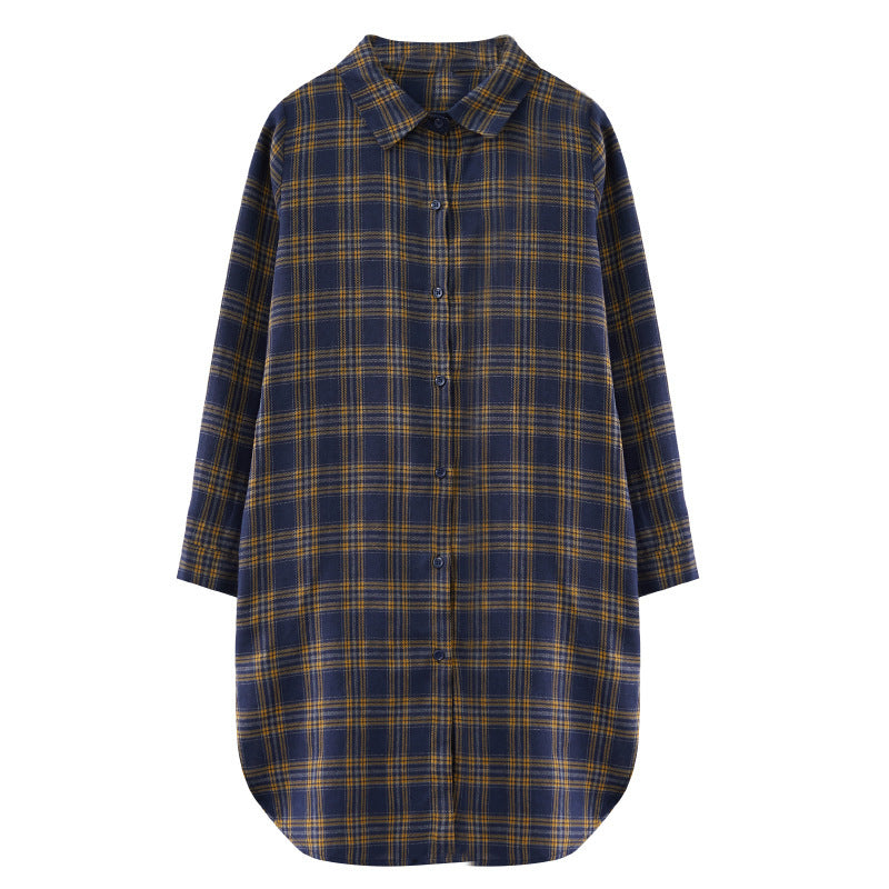 チェック長袖シャツ トップス シャツ ブラウス レディース ロング 長袖 襟付き 綿