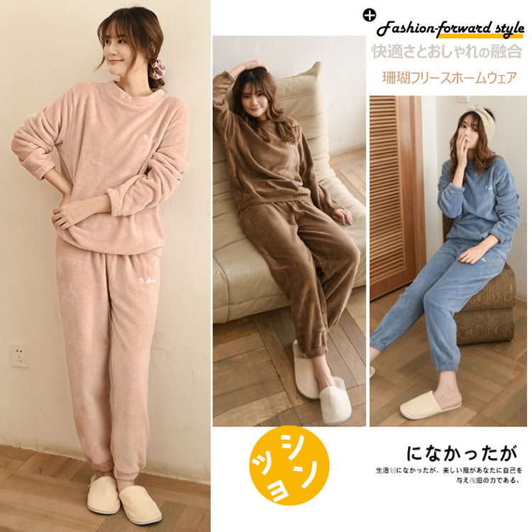 ルームウェア ナイトウェア パジャマ 上下セット 部屋着 寝間着 2点セット 着る毛布 レディース