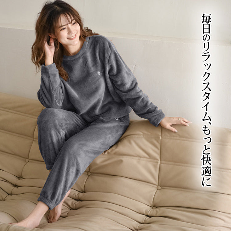 ルームウェア 長袖 上下セット フード付き ゆったり もこもこ レディース 冬用無地 パジャマ