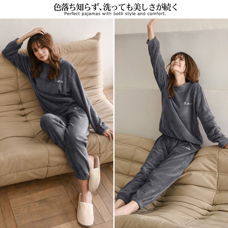 ルームウェア 長袖 上下セット フード付き ゆったり もこもこ レディース 冬用無地 パジャマ