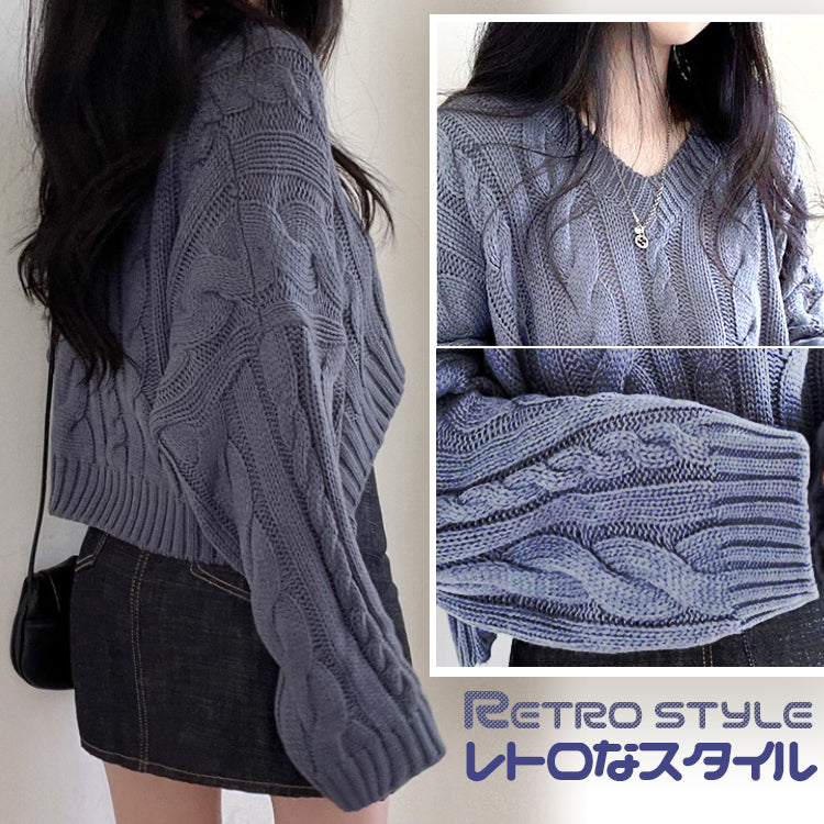 ニット 長袖ニット Vネックニット ヴィンテージニットセーター セーター
