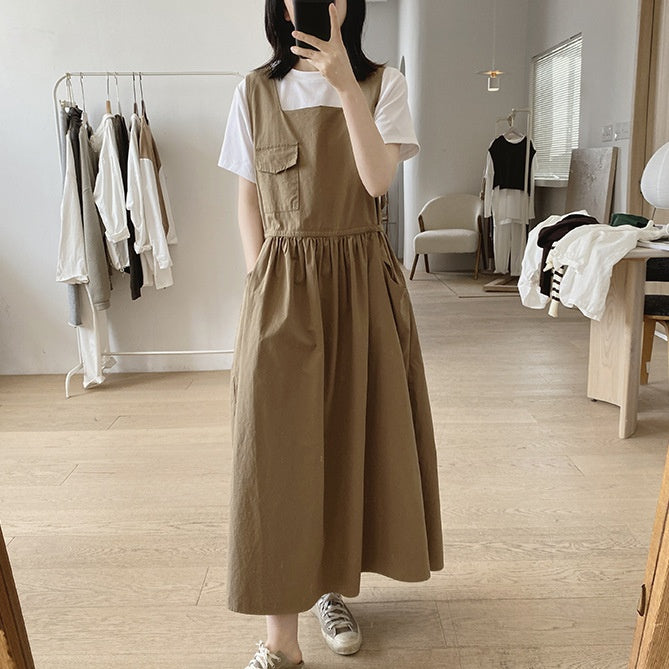 ジャンパースカート レディース コットン ワンピース サロペットスカート 春 夏