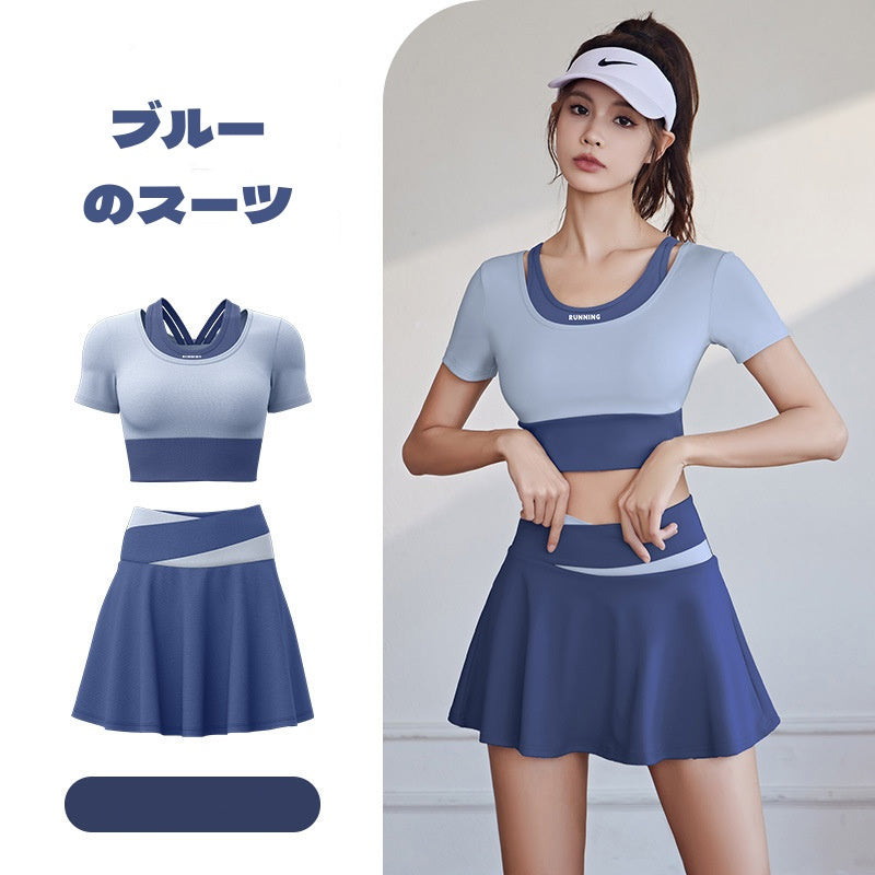 スポーツウェア レディース  上下セット トレーニング フィットネスウェア  tシャツ 半袖