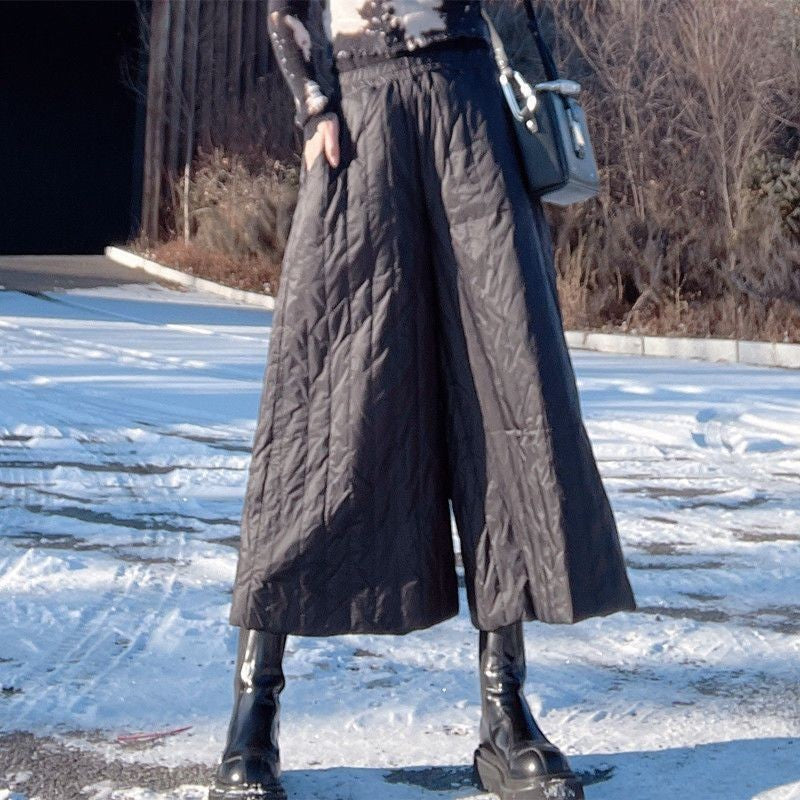 パンツ レディース メンズ カーブパンツ ロングパンツ 秋冬 ガウチョパンツ キルティング