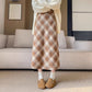 タイトスカート チェックスカート フレアロングスカート 裏起毛スカート ロングスカート