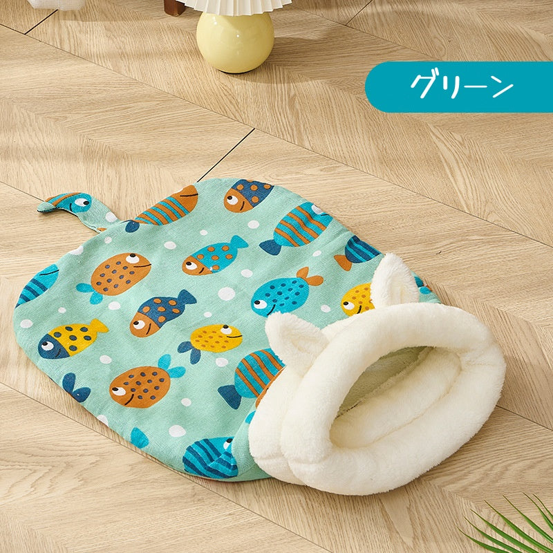 猫寝袋 ペットベッド 猫ベッド あったか寝袋 ペットマット 寝袋 寝ぶくろ クッション 座布団 布団