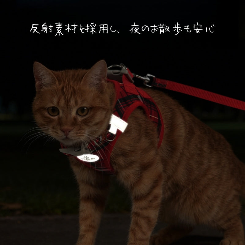 猫 ハーネス リード 猫用ハーネス 猫用リード 猫用散歩グッズ ベスト型 抜けない ダブルロック