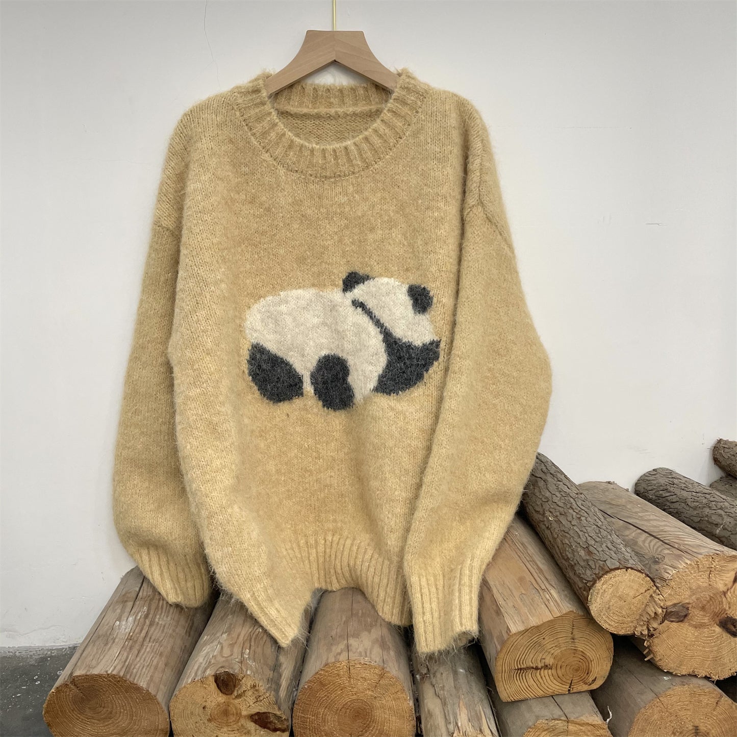 セーター ニットトップス ニットパーカー カシミヤセーター ポロ 柔らかい パンダ