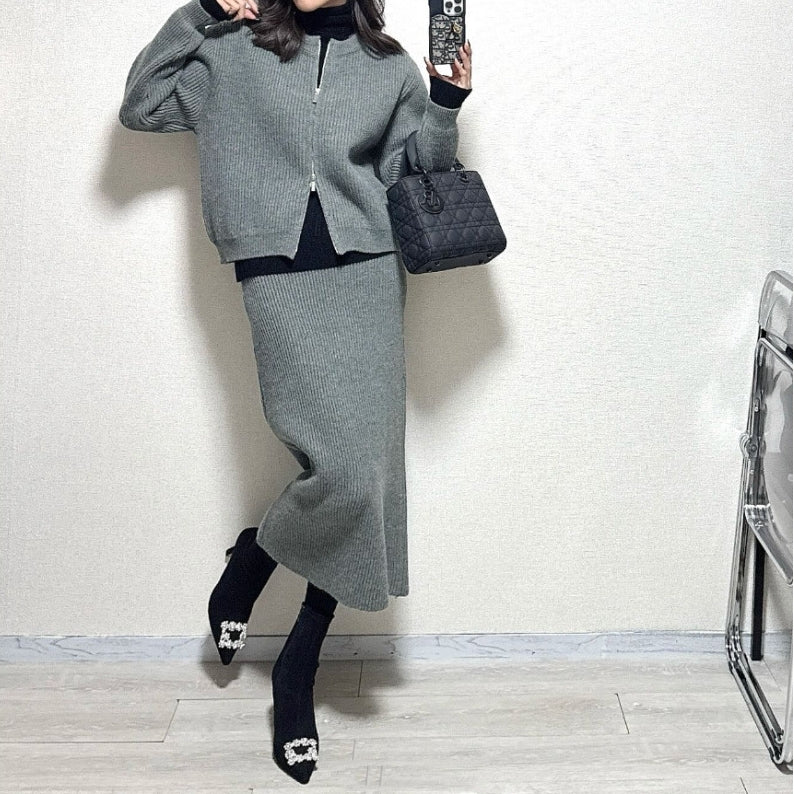 スカートスーツ レディース セットアップ ウールタッチ 事務服 高品質 春夏秋冬 2点セット