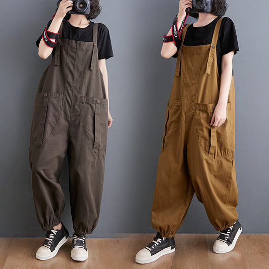 サスペンダーパンツ オールインワン サロペット ワイドサロペットパンツ ワンピース