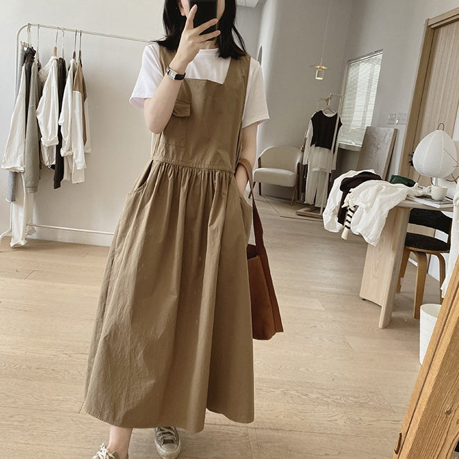 ジャンパースカート レディース コットン ワンピース サロペットスカート 春 夏