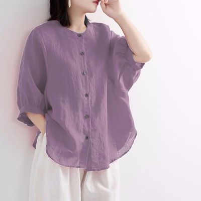 シャツ   ブラウス   レディースシャツ  バタフライスリーブシャツ  リネンシャツ