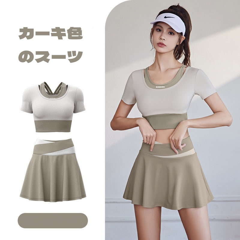 スポーツウェア レディース  上下セット トレーニング フィットネスウェア  tシャツ 半袖