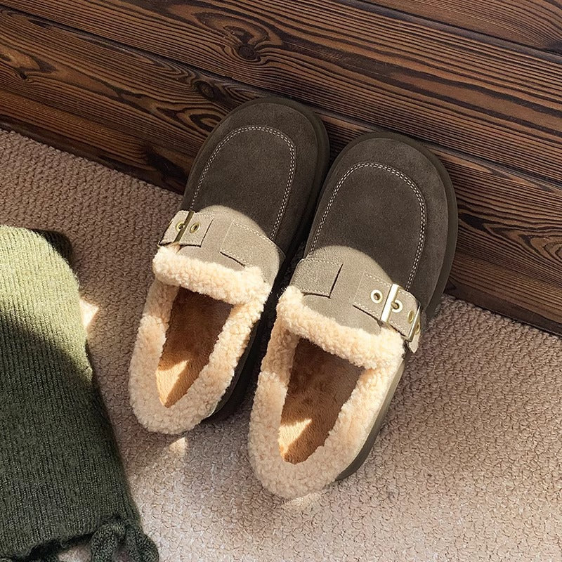 モカシン フラットシューズ ムートンブーツ 冬靴 雪靴 ブーツ シューズ レディース