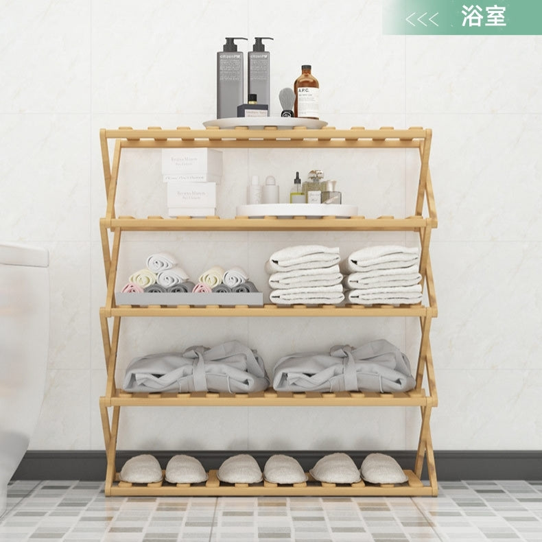 シューズラック 靴箱 下駄箱 靴棚 下足箱 折畳式 靴ラック 組立不要 竹製 5段 6段